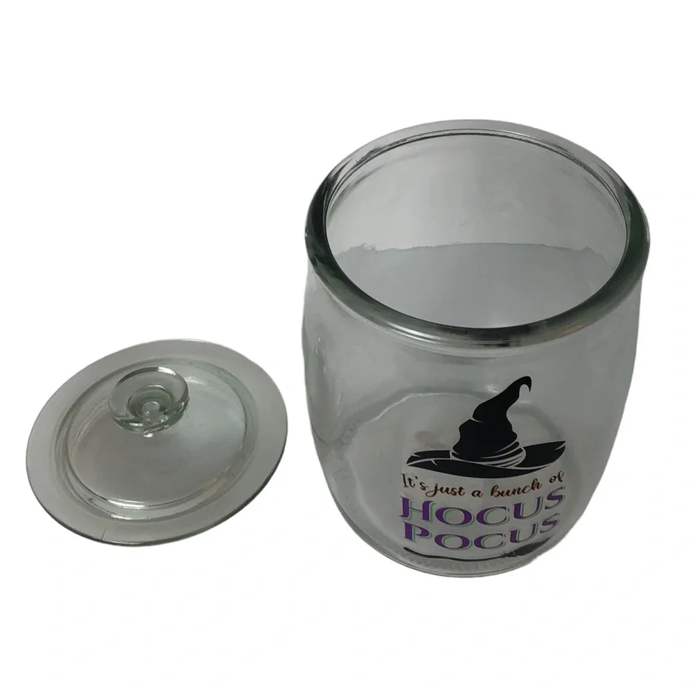 Halloween decor IT’S JUST A BUNCH OF HOCUS POCUS glass canister